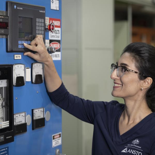 Close up of controls for Hot Isostatic Press with operator