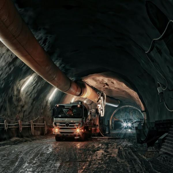 stock image trucks underground tunnel