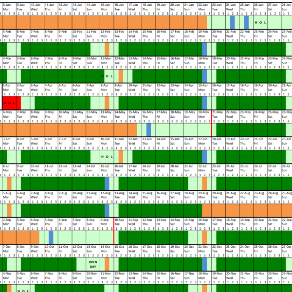 partial image of operational schedule 