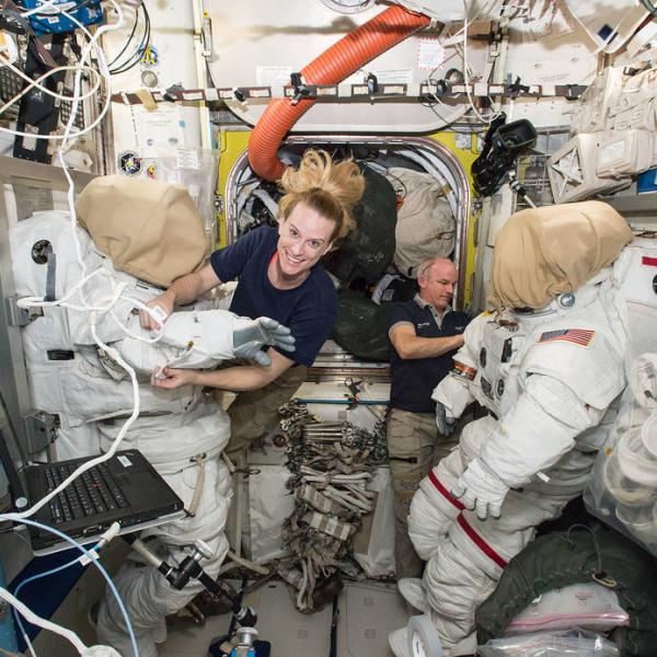 Astronauts in space station