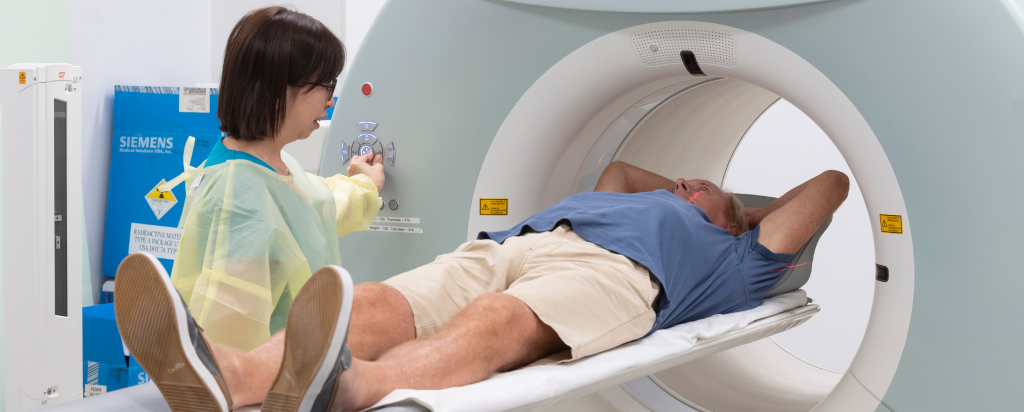 Man receiving nuclear medicine scan