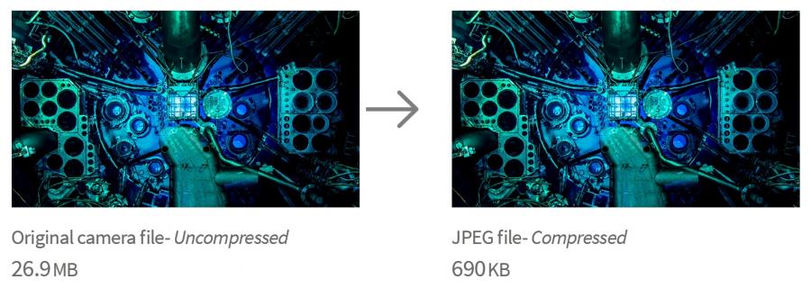 Comparision RAW vs JPEG Compression image