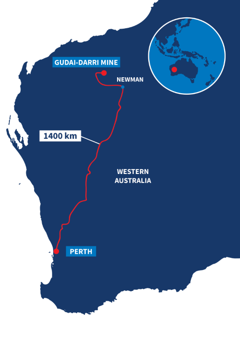 Perth to Gudai Darri Mine Route