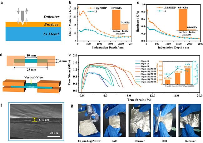 Mechanical properties of Li@ZDDP strips