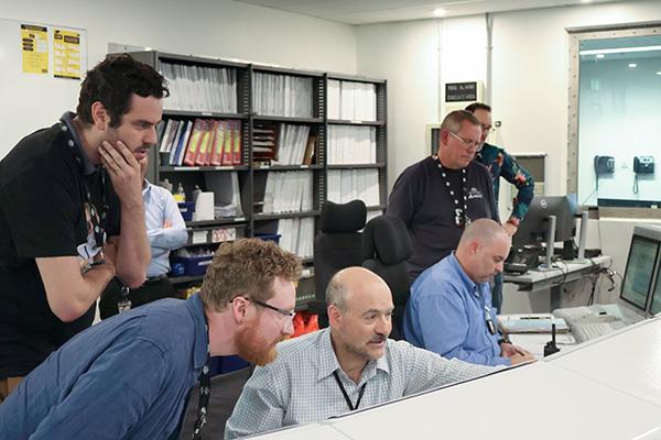 Nuclear analysis team in the control room of OPAL