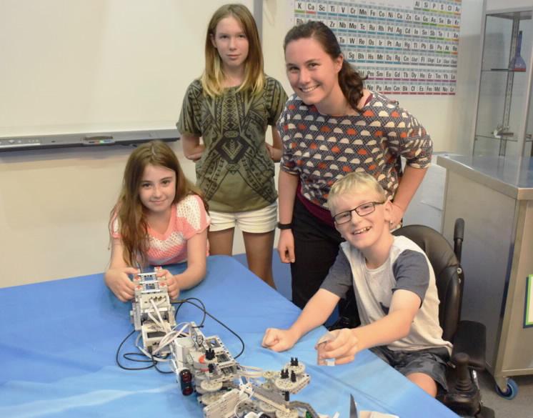 Helen Maynard-Casely with kids at lego workshop